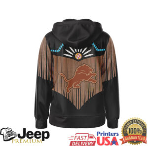 Detroit Lions Official NFL Native American Pattern 3D Zip Hoodie