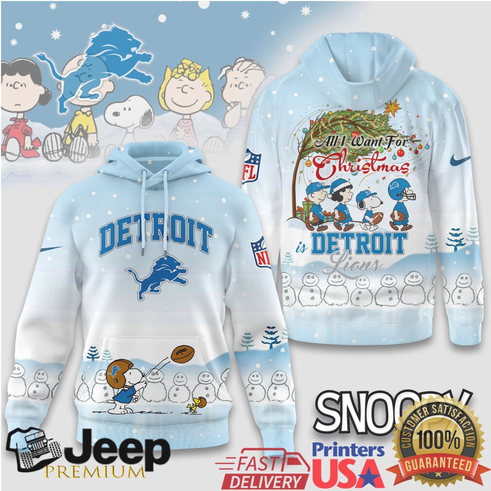 Detroit Lions Official NFL Peanuts Snow Day Hoodie Detroit Lions Official NFL Peanuts Snow Day Hoodie