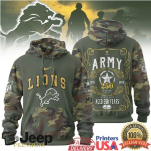 Detroit Lions Official NFL US Army 250th anniversary 3D Hoodie