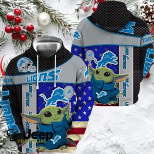 Detroit Lions x Baby Yoda Holding Baloon Football Hoodie 3D Custom Name