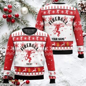 Fireball Red Hot Whisky – Custom Name Ugly Christmas Sweater