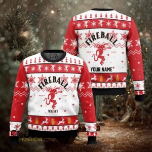 Fireball Red Hot Whisky – Custom Name Ugly Christmas Sweater