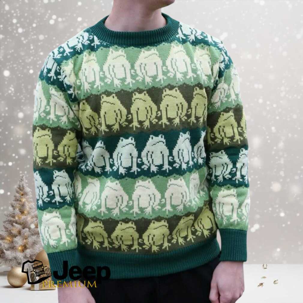 Funny Frog Print Casual Crew Neck Sweater Funny Frog Print Casual Crew Neck Sweater