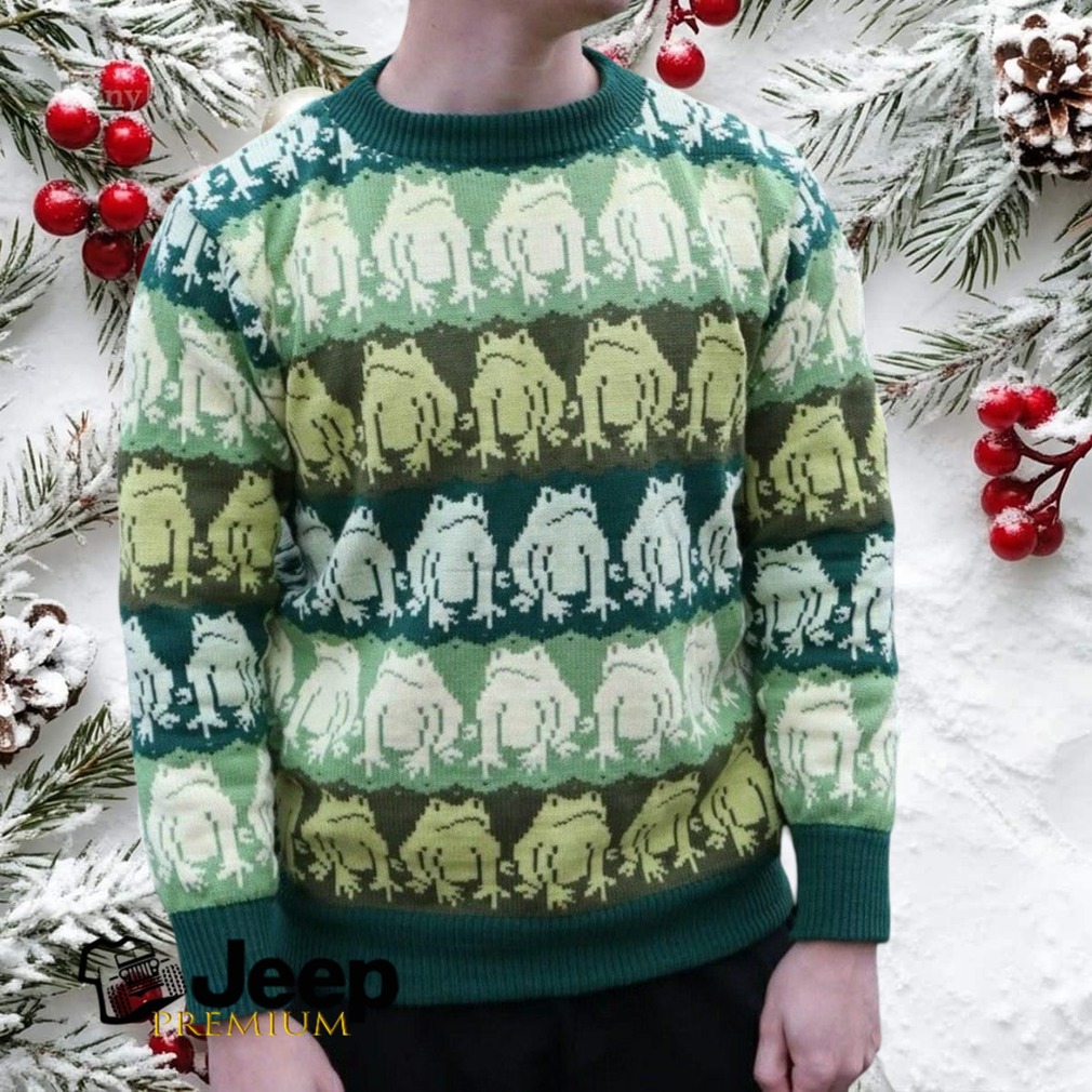 Funny Frog Print Casual Crew Neck Sweater Funny Frog Print Casual Crew Neck Sweater