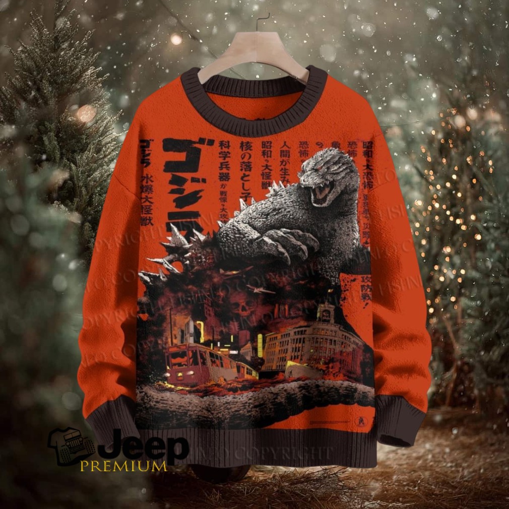 Godzilla Japanese Crew Neck Sweater Godzilla Japanese Crew Neck Sweater