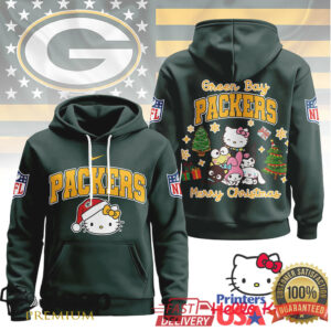 Green Bay Packers Official NFL Hello Kitty Christmas 3D Hoodie