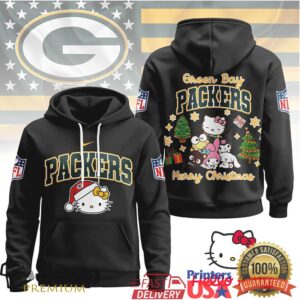 Green Bay Packers Official NFL Hello Kitty Christmas 3D Hoodie