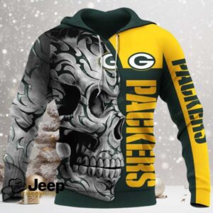Green Bay Packers Skull Fury NFL Hoodie
