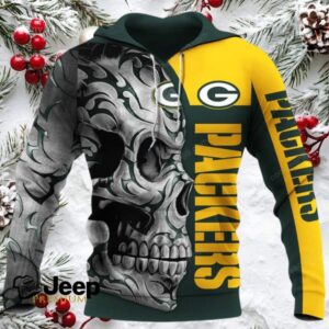 Green Bay Packers Skull Fury NFL Hoodie