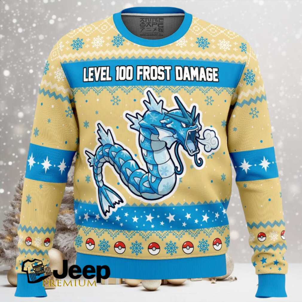 Gyarados Frost Damage Pokemon Ugly Christmas Sweater Gyarados Frost Damage Pokemon Ugly Christmas Sweater