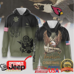 Arizona Cardinals Official NFL God Bless America Zip Hoodie Arizona Cardinals Official NFL God Bless America Zip Hoodie