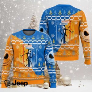Halloween To Christmas Jack Skellington Ugly Christmas Sweater