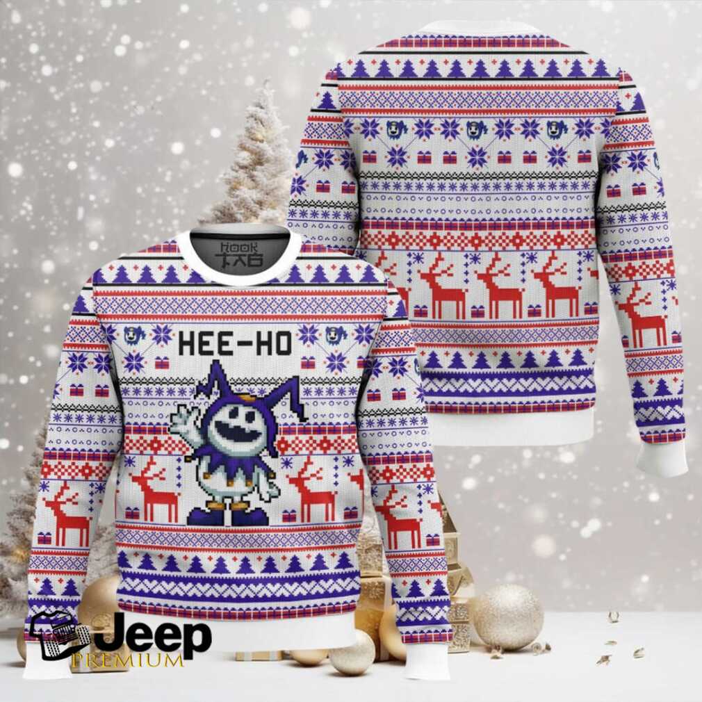 Hee ho Shin Megami Tensei Jack Frost Ugly Christmas Sweater Hee ho Shin Megami Tensei Jack Frost Ugly Christmas Sweater