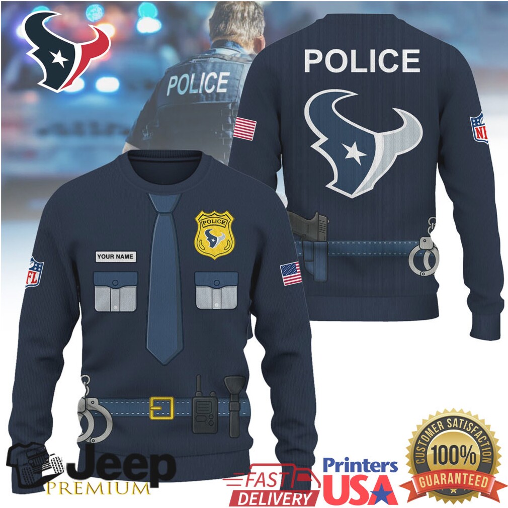 Houston Texans Official NFL Police Office Costume 3D Hoodie Houston Texans Official NFL Police Office Costume 3D Hoodie