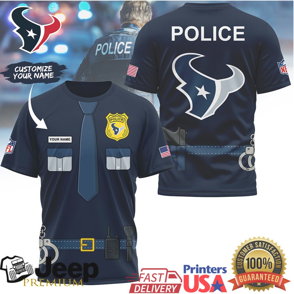 Houston Texans Official NFL Police Office Costume 3D Hoodie Houston Texans Official NFL Police Office Costume 3D Hoodie
