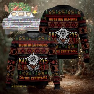 Hunting Demons Saving Christmas Kaz 2y5 Supernatural Ugly Christmas Sweater