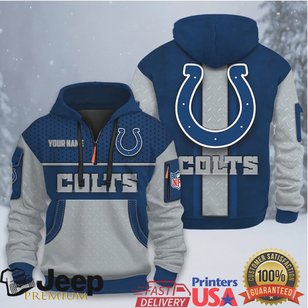 Indianapolis Colts 3D Diamond Plate Half Zip Hoodie Indianapolis Colts 3D Diamond Plate Half Zip Hoodie