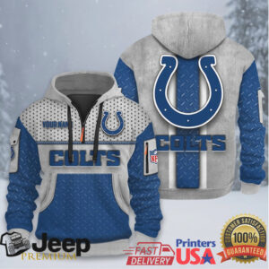 Indianapolis Colts 3D Diamond Plate Half Zip Hoodie