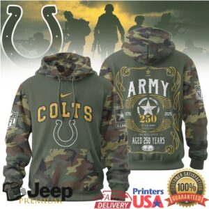 Indianapolis Colts Official NFL US Army 250th anniversary 3D Hoodie
