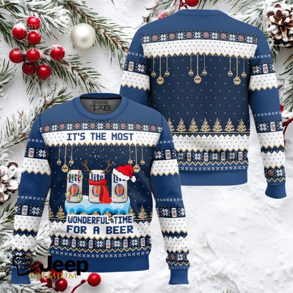 It’s The Most Wonderful Time For A Miller Lite Ugly Christmas Sweater It’s The Most Wonderful Time For A Miller Lite Ugly Christmas Sweater