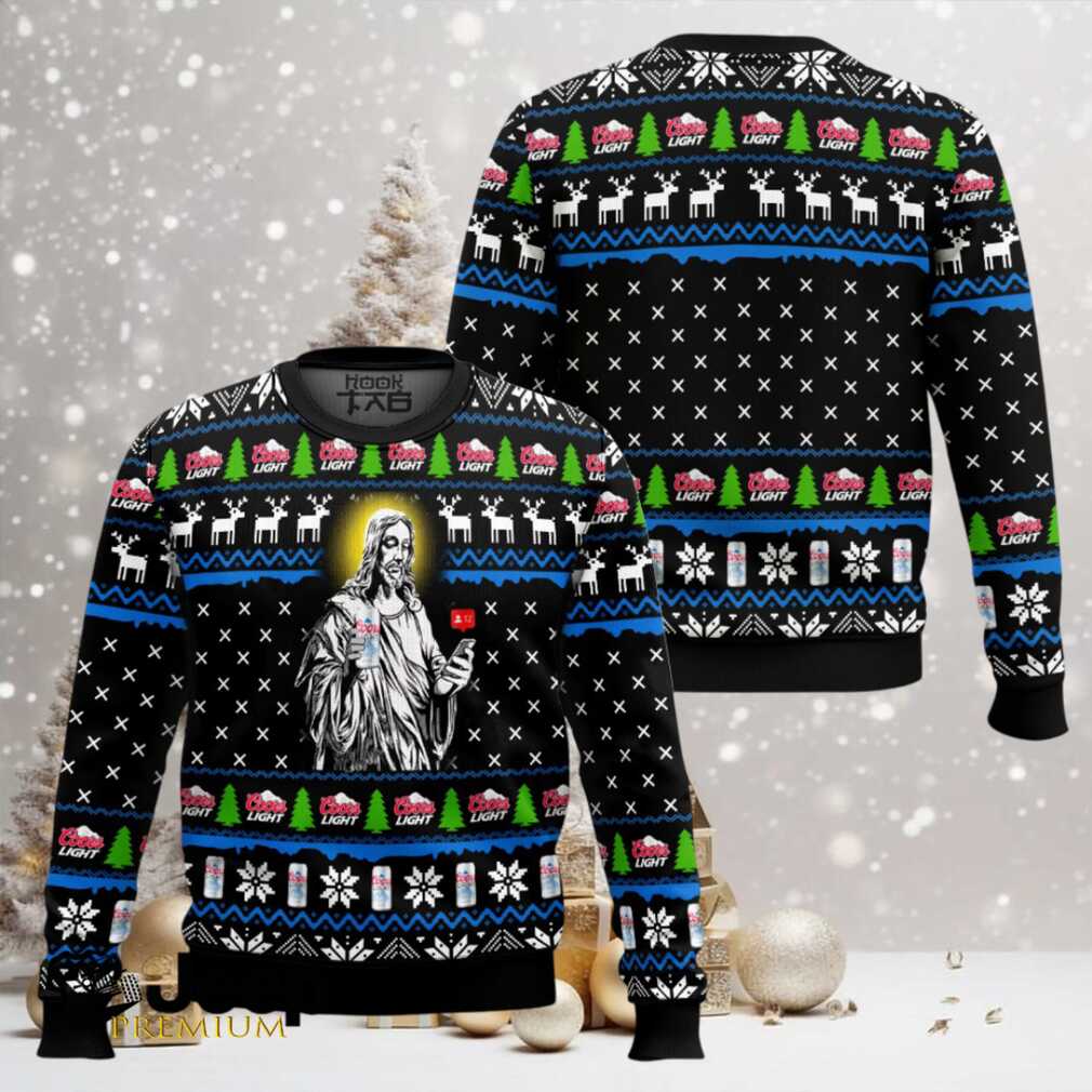 Jesus With Coors Light Ugly Christmas Sweater Jesus With Coors Light Ugly Christmas Sweater
