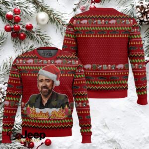 Jolly Old Saint Nic Nicolas Cage Ugly Christmas Sweater