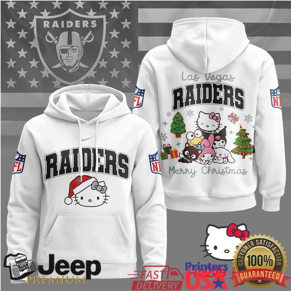 Las Vegas Raiders Official NFL Hello Kitty Christmas 3D Hoodie Las Vegas Raiders Official NFL Hello Kitty Christmas 3D Hoodie