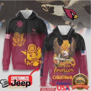 Arizona Cardinals Official NFL God Bless America Zip Hoodie