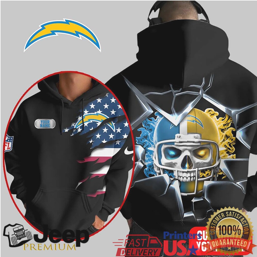 Los Angeles Chargers Official NFL Customizable Skull Hoodie Los Angeles Chargers Official NFL Customizable Skull Hoodie