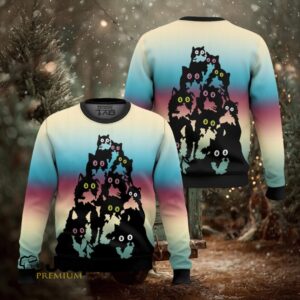 Lovely Black Cat Ugly Christmas Sweater
