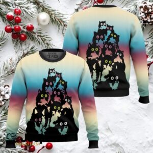 Lovely Black Cat Ugly Christmas Sweater