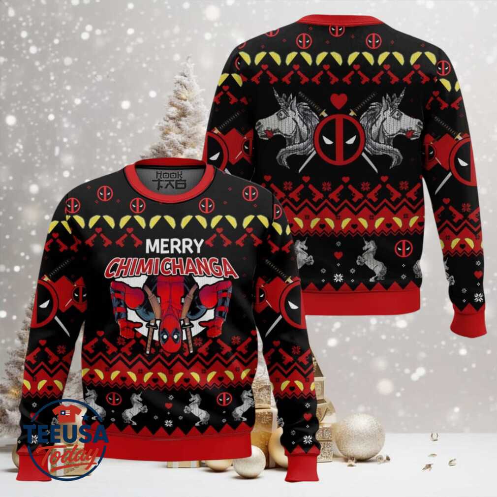 Merry Chimichanga Deadpool Ugly Christmas Sweater Merry Chimichanga Deadpool Ugly Christmas Sweater