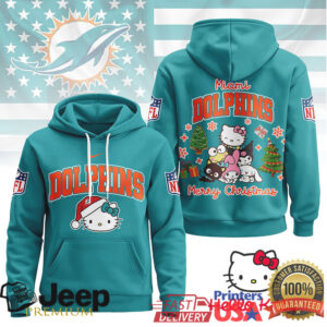 Miami Dolphins Official NFL Hello Kitty Christmas 3D Hoodie