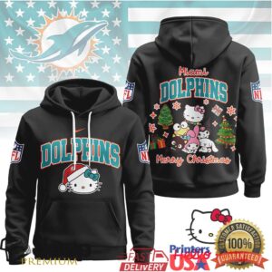Miami Dolphins Official NFL Hello Kitty Christmas 3D Hoodie