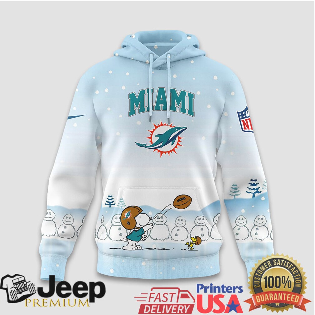 Miami Dolphins Official NFL Peanuts Snow Day Hoodie Miami Dolphins Official NFL Peanuts Snow Day Hoodie