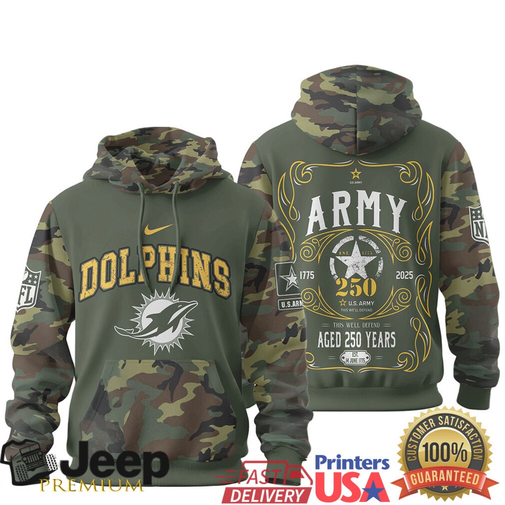 Miami Dolphins Official NFL US Army 250th anniversary 3D Hoodie Miami Dolphins Official NFL US Army 250th anniversary 3D Hoodie