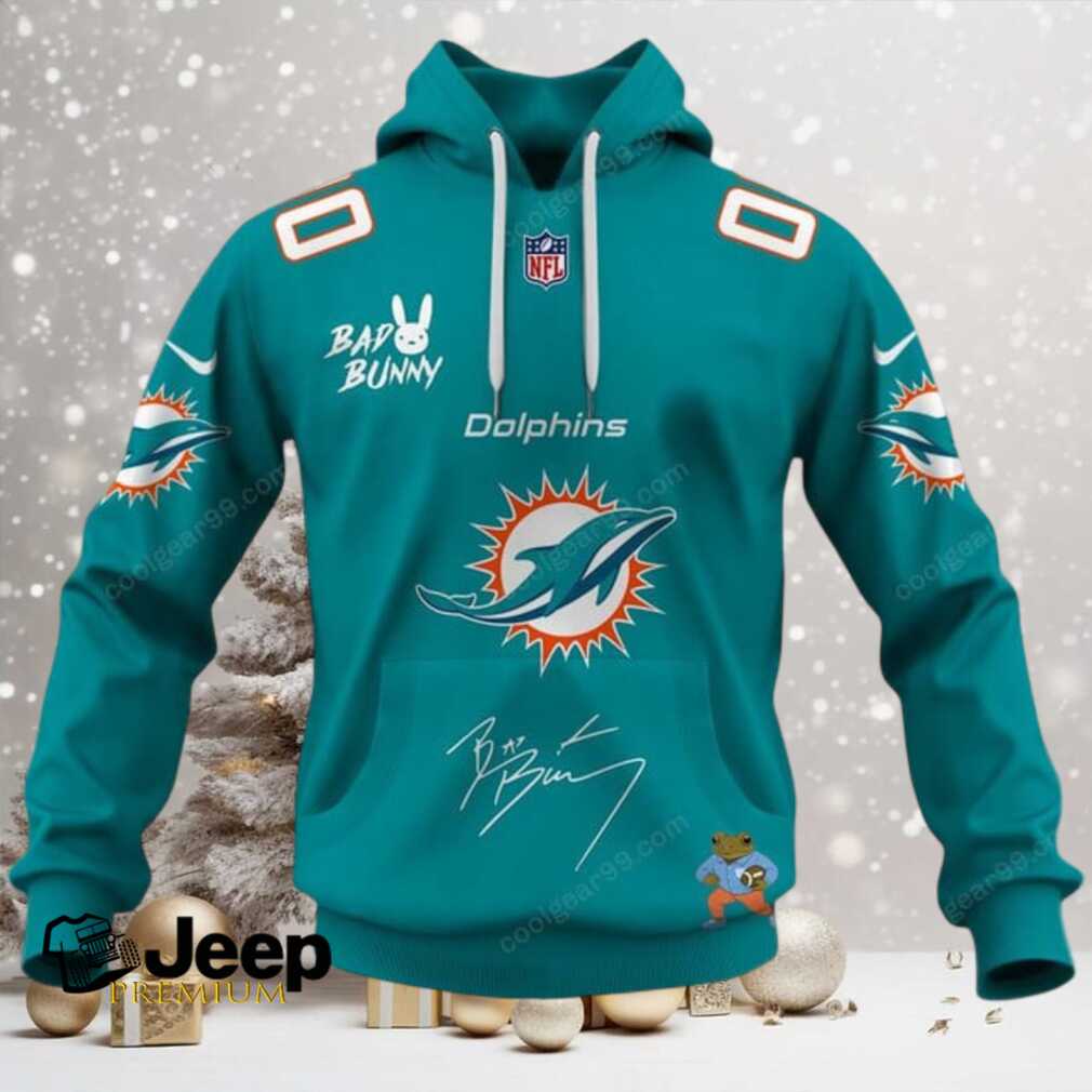 Miami Dolphins x Bad Bunny Super Bowl 2026 NFL Hoodie Miami Dolphins x Bad Bunny Super Bowl 2026 NFL Hoodie