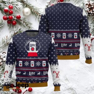 Miller Lite Snow Globe Ugly Christmas Sweater