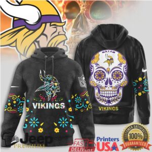 Minnesota Vikings Official NFL Dia de los Muertos Limited Editions Hoodie