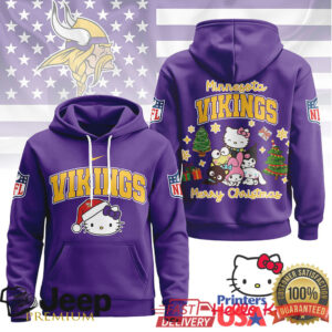 Minnesota Vikings Official NFL Hello Kitty Christmas 3D Hoodie