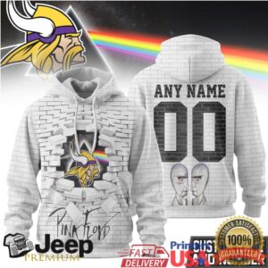 Minnesota Vikings Official NFL Pink Floyd 3D Hoodie