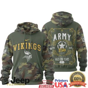 Minnesota Vikings Official NFL US Army 250th anniversary 3D Hoodie