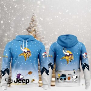 Minnesota Vikings x Peanuts Snoopy & Woodstock Winter Theme Hoodie