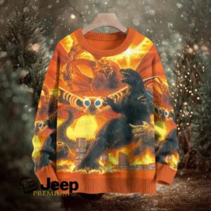 Mothra With Godzilla Crew Neck Sweater Mothra With Godzilla Crew Neck Sweater