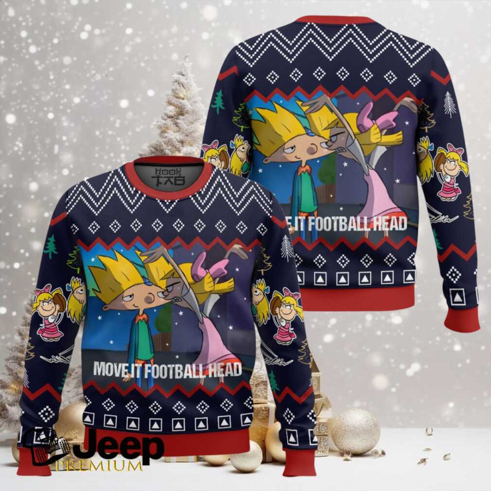 Move It Football Head Hey Arnold! Ugly Christmas Sweater Move It Football Head Hey Arnold! Ugly Christmas Sweater