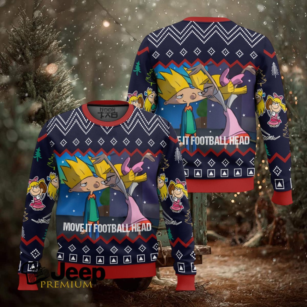 Move It Football Head Hey Arnold! Ugly Christmas Sweater Move It Football Head Hey Arnold! Ugly Christmas Sweater