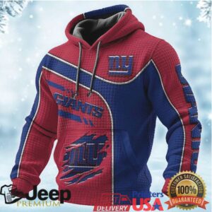 NFL Giants Red and Blue Distressed Logo Hoodie G Men Fan Gear Split Color Hoodie