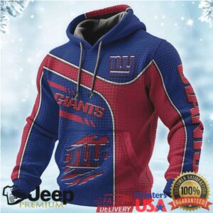 NFL Giants Red and Blue Distressed Logo Hoodie G Men Fan Gear Split Color Hoodie