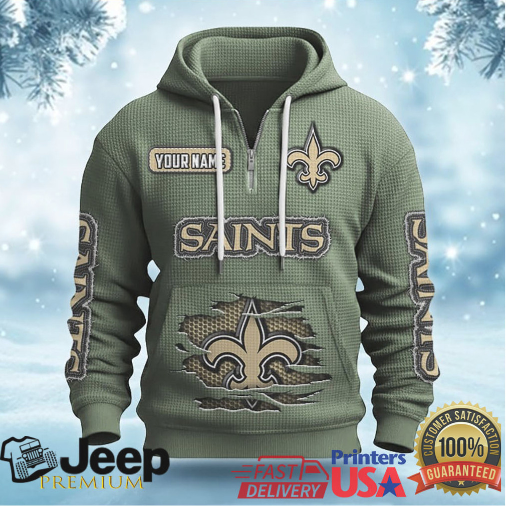 New Orleans Saints Vintage Distressed Black Custom Name Hoodie New Orleans Saints Vintage Distressed Black Custom Name Hoodie