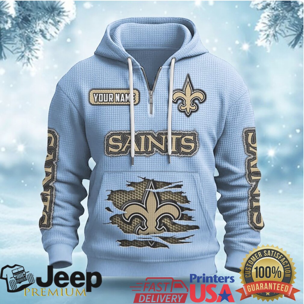New Orleans Saints Vintage Distressed Black Custom Name Hoodie New Orleans Saints Vintage Distressed Black Custom Name Hoodie